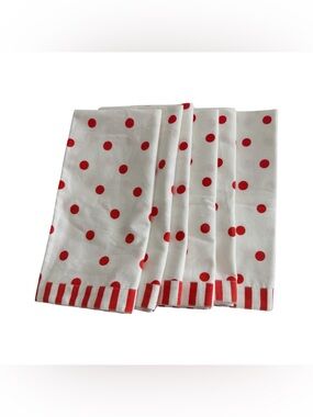 EUC Crate&Barrel Red Dot Stripe Napkin Set - Red on White